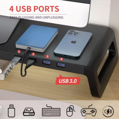 Soporte elevador para Monitor de PC con concentrador USB 3.0